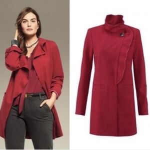 🌻NWOT CABI Celebration Jacket #3546 Houndstooth Long Ruffled Mock Neck, Size XS